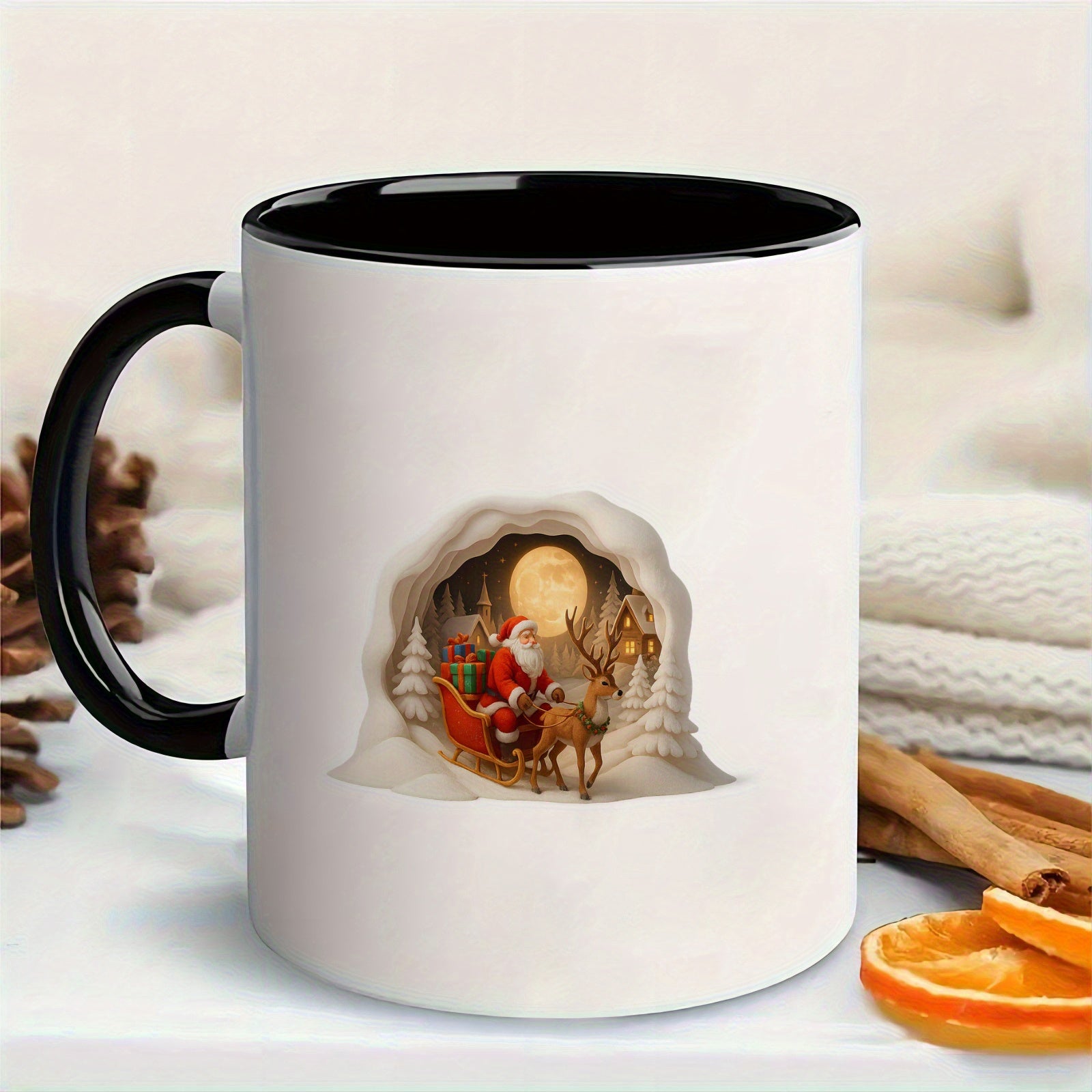 Tailorly Black Accent 11 oz Mug - winter scene