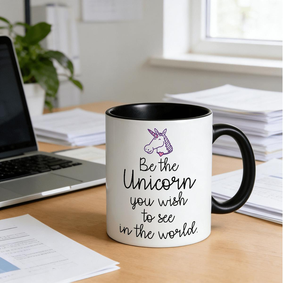 Tailorly Black Accent 11 oz Mug - Unicorn Mug The Unicorn You to See Quote - 11oz Ceramic Coffee Cup Suitable for Funny for Coworkers Birthday