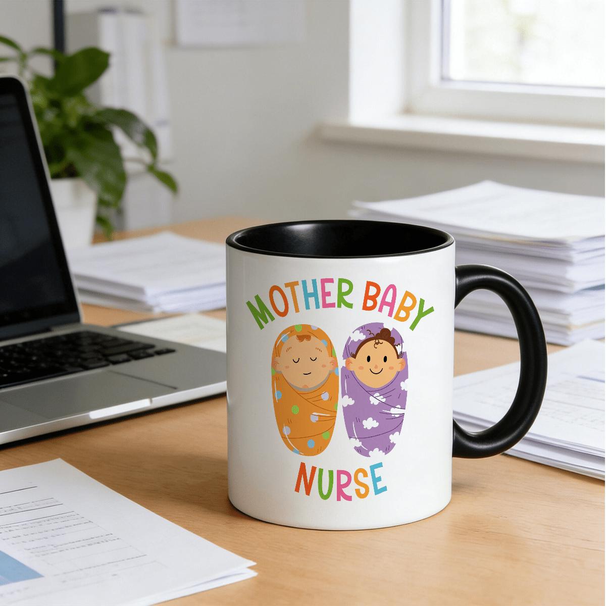 Tailorly Black Accent 11 oz Mug - nurse 11oz novelty mug funny baby coffee mug for nurse swaddle l d thank you gifts for postpartum rn nicu