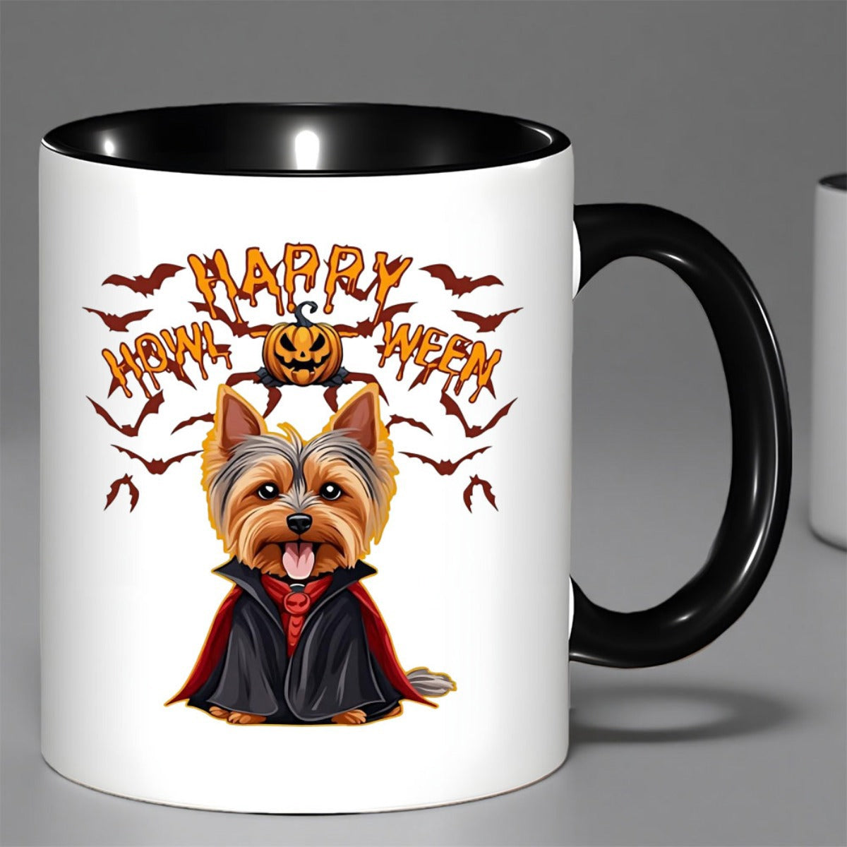 Tailorly Black Accent 11 oz Mug - spooky charm cute dog