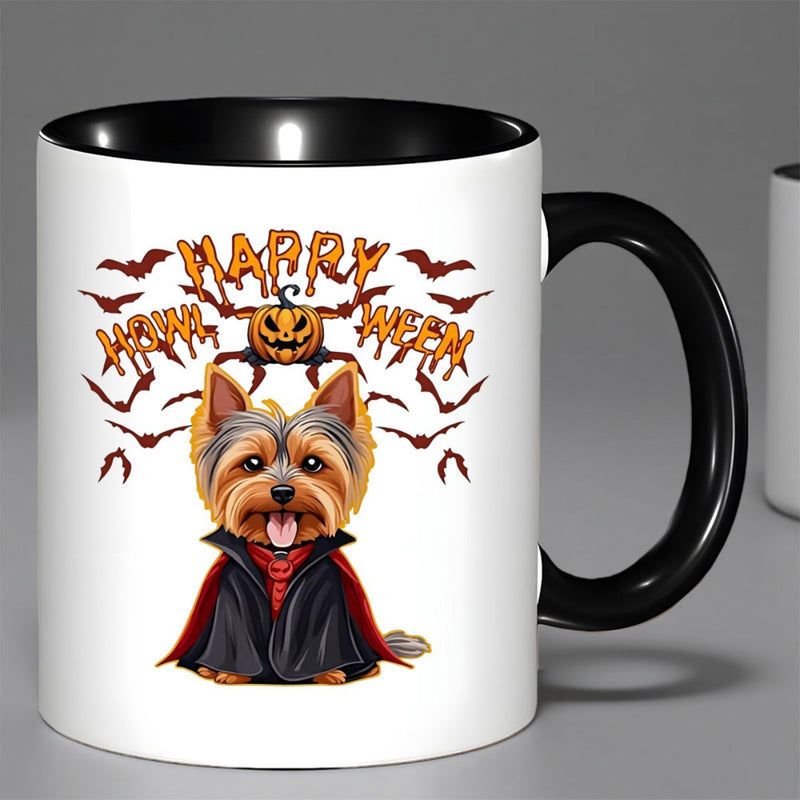 Tailorly Black Accent 11 oz Mug - spooky charm cute dog