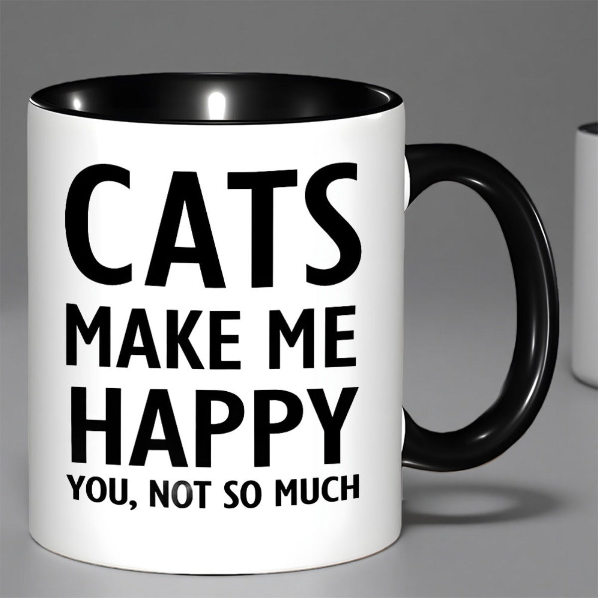 Tailorly Black Accent 11 oz Mug - quote about cats with pink accents