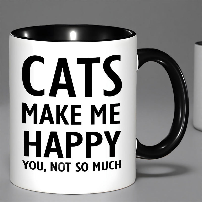 Tailorly Black Accent 11 oz Mug - quote about cats with pink accents