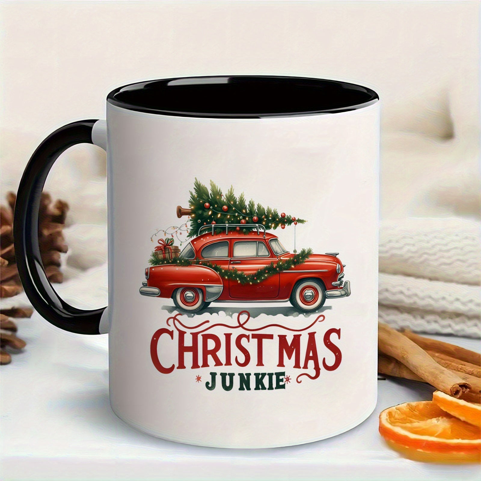 Tailorly Black Accent 11 oz Mug - vintage christmas themed design