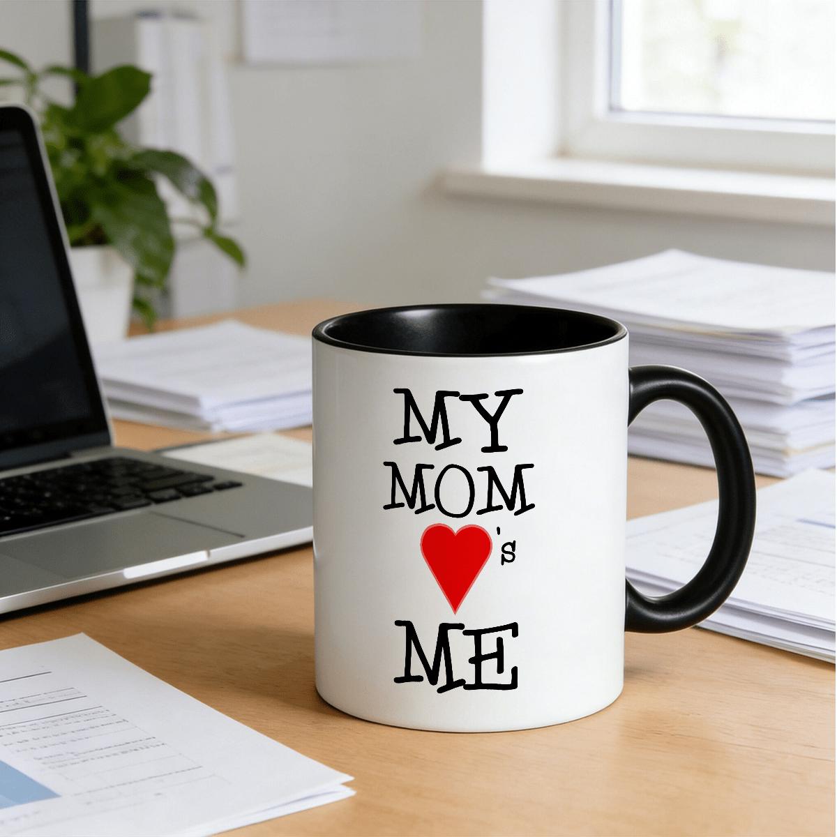 Tailorly Black Accent 11 oz Mug - Mug - 11oz Ceramic Coffee Cup with Rim & Suitable for Tea - Gift for Moms Showers Decor for or Office