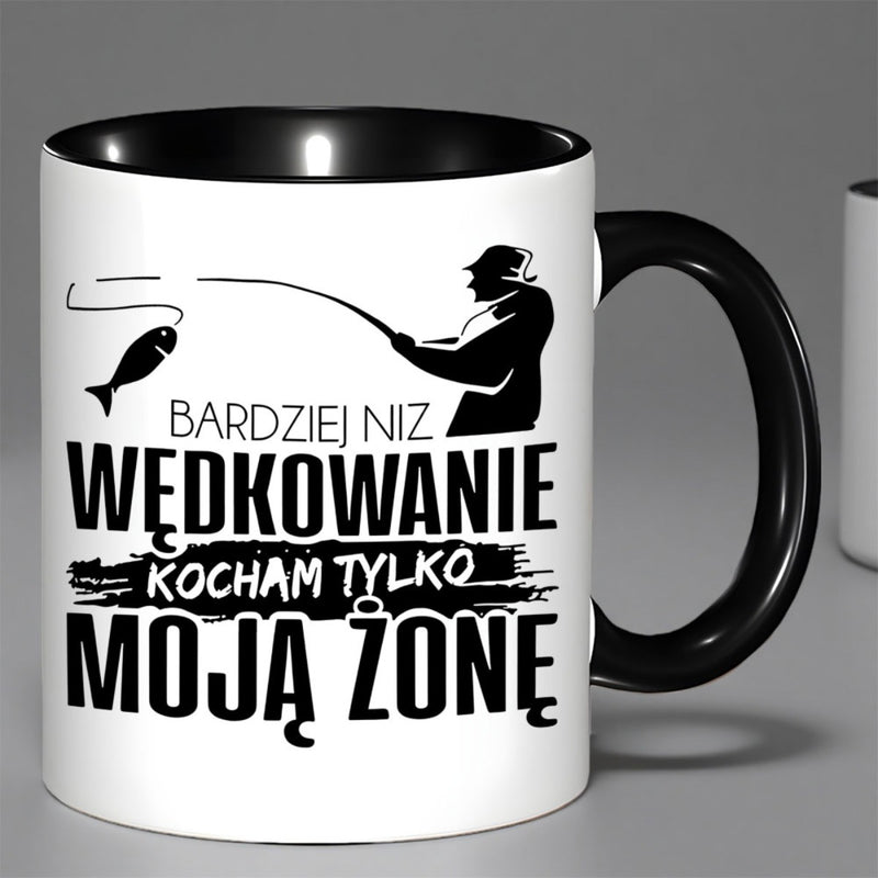Tailorly Black Accent 11 oz Mug - fishing themed design
