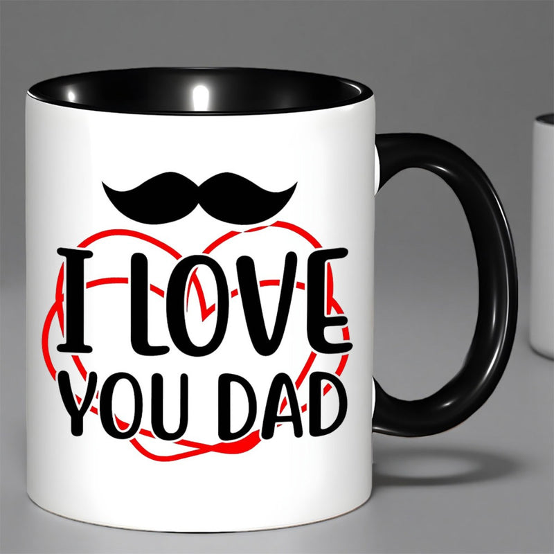 Tailorly Black Accent 11 oz Mug - heart mustache design
