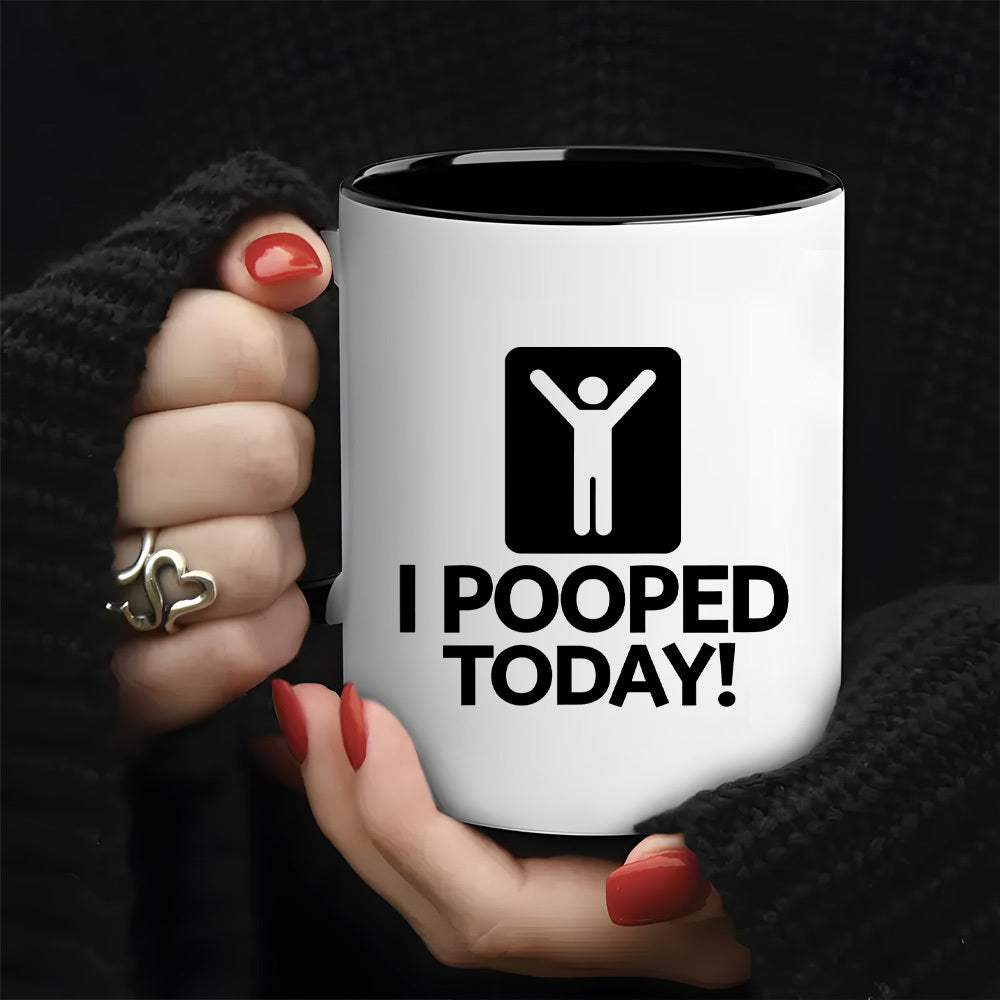 Tailorly Black Accent 11 oz Mug - i pooped today text