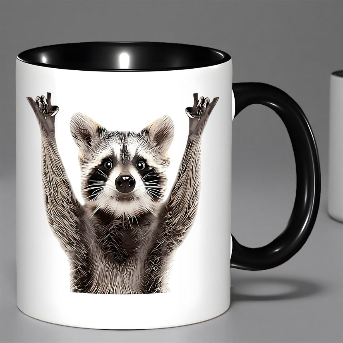 Tailorly Black Accent 11 oz Mug - single raccoon