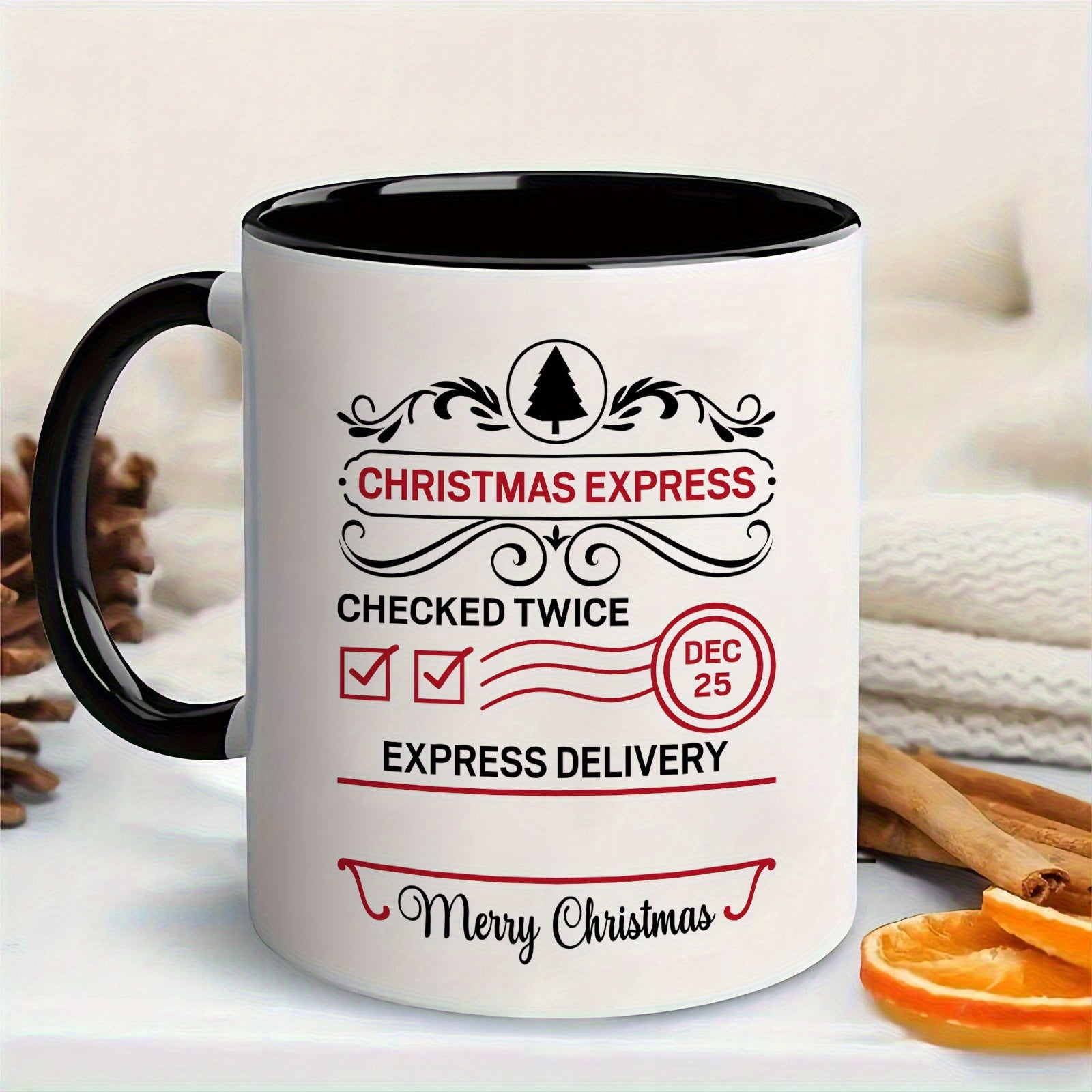Tailorly Black Accent 11 oz Mug - humorous Christmas holiday theme