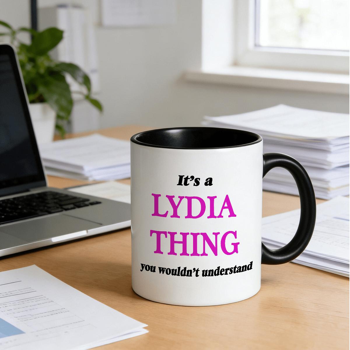 Tailorly Black Accent 11 oz Mug - Lydia-Themed