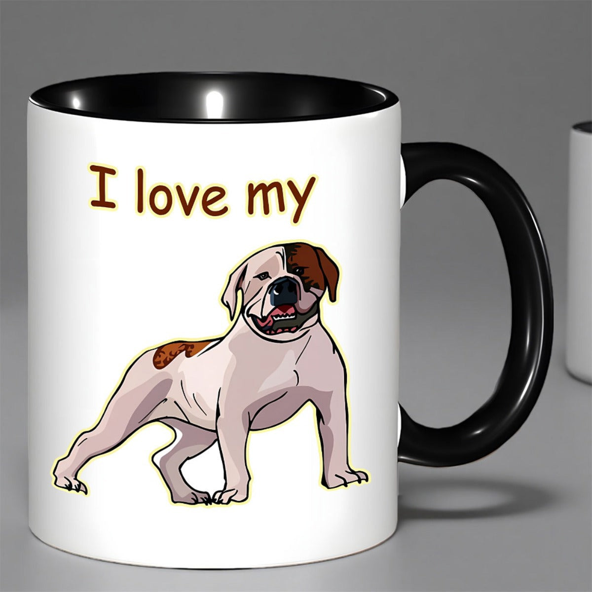 Tailorly Black Accent 11 oz Mug - i love my american bulldog