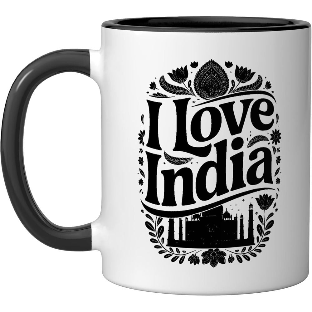 Tailorly Black Accent 11 oz Mug - i love india india ceramic mug
