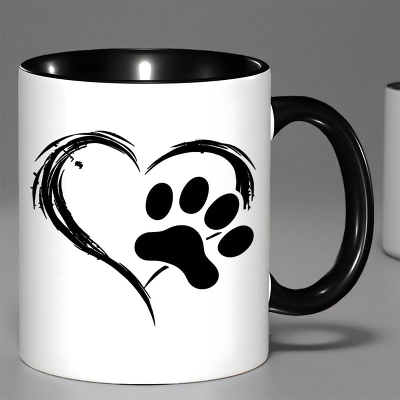 Tailorly Black Accent 11 oz Mug - paw print