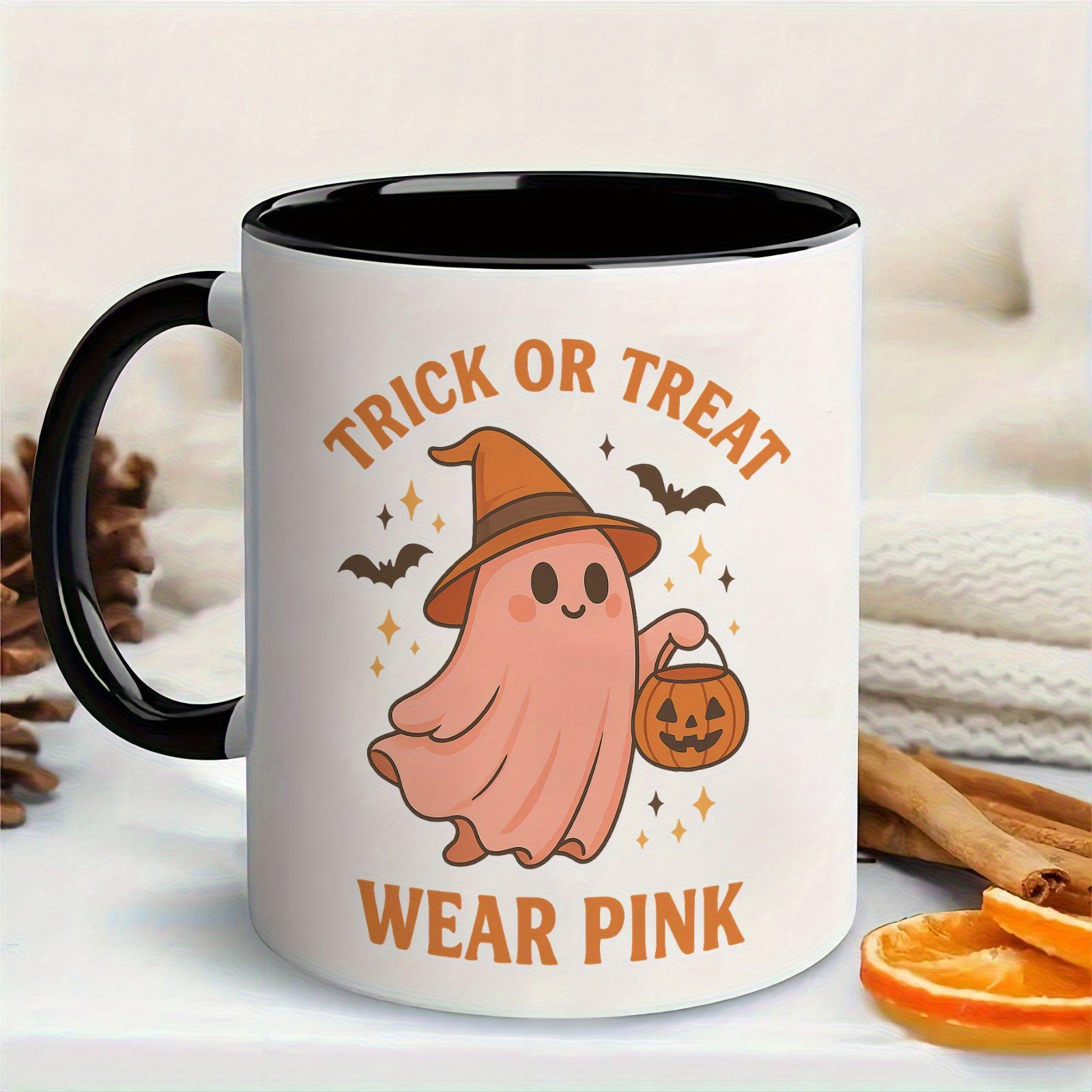 Tailorly Black Accent 11 oz Mug - cute trick or witch hat