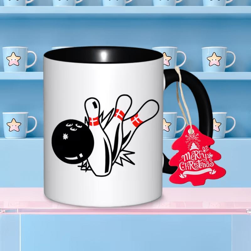 Tailorly Black Accent 11 oz Mug - reusable ceramic coffee mug with bowling ball cap logo non slip milk cup dishwasher office cup durable ceramic tea