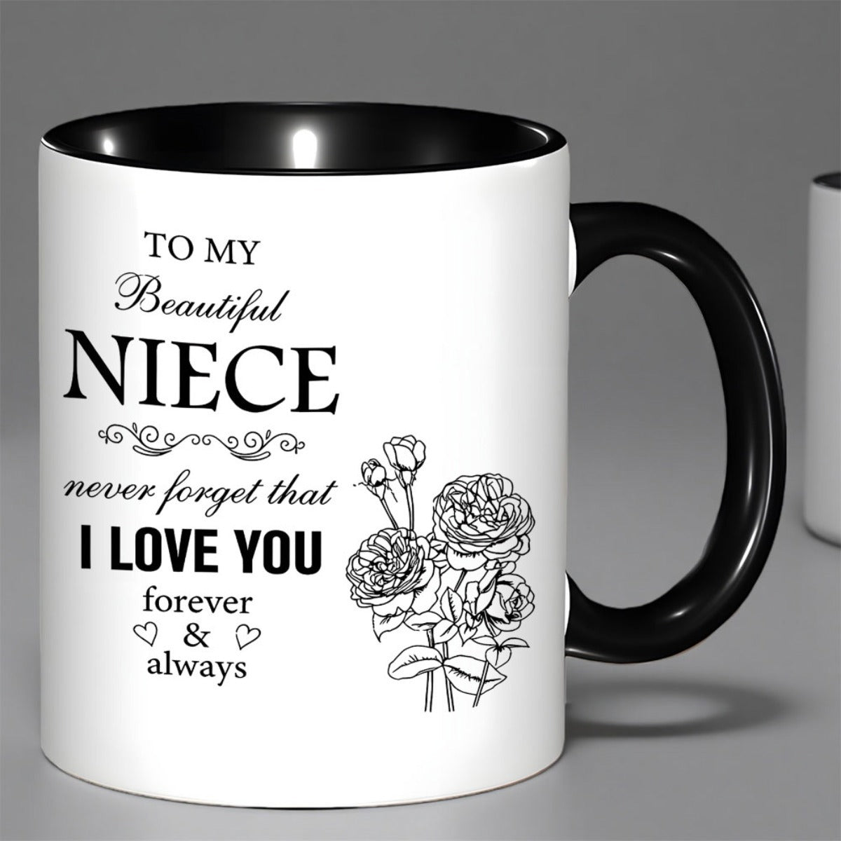 Tailorly Black Accent 11 oz Mug - for niece birthday or special occasion gift perfect family keepsake coffee cup_4165651b55104b0a9de75751a53b7734