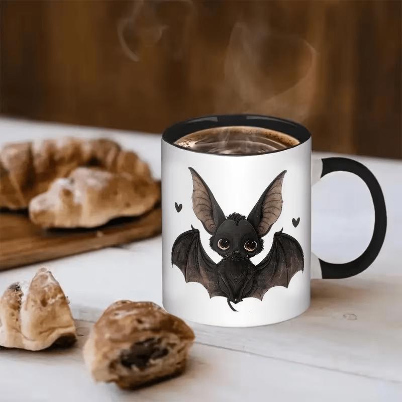 Tailorly Black Accent 11 oz Mug - bat wing with pink