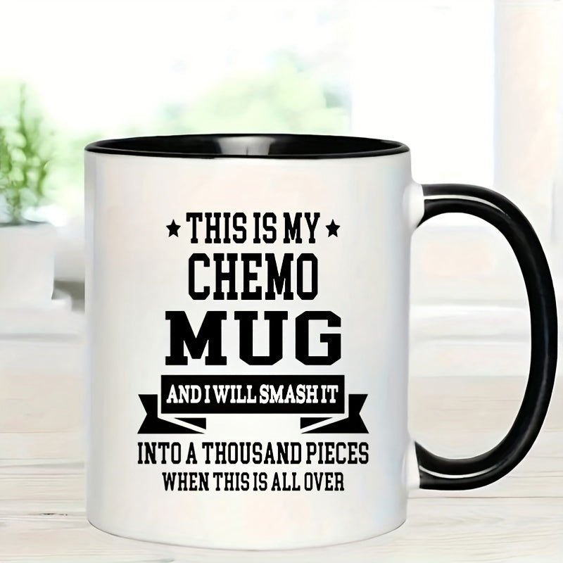 Tailorly Black Accent 11 oz Mug - 1pc 11oz chemo mug ceramic coffee cup double sided funny design hot cold beverage safe microwave dishwasher safe