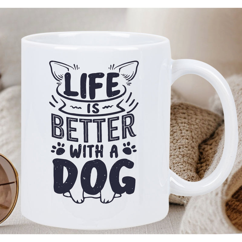 Tailorly White Ceramic 11 oz Mug - dog print