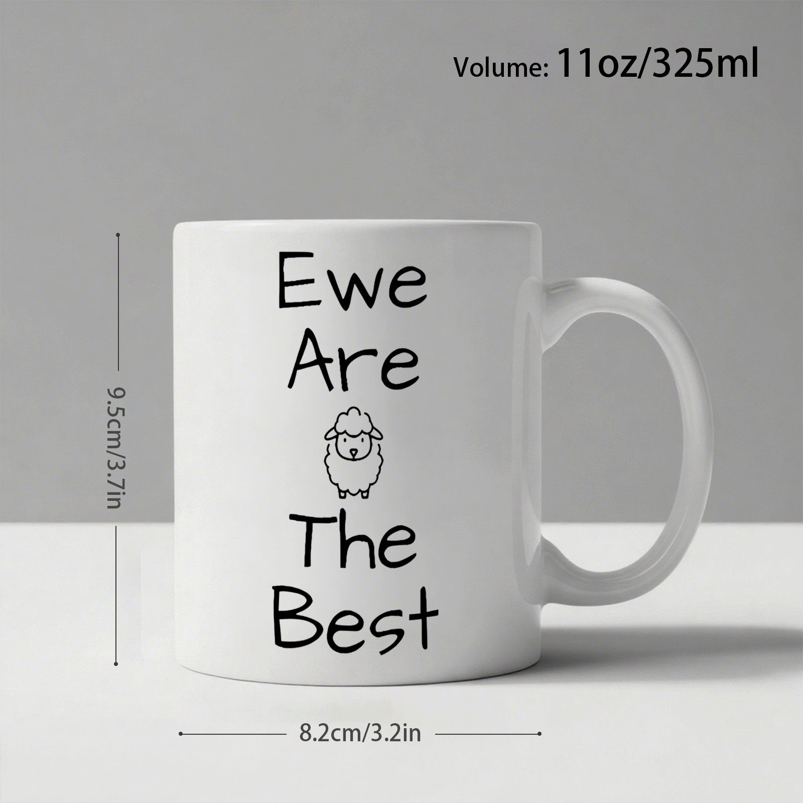 Tailorly White Ceramic 11 oz Mug - cute sheep pattern ewe are the