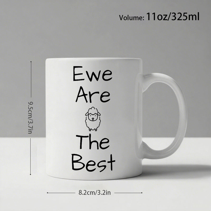 Tailorly White Ceramic 11 oz Mug - cute sheep pattern ewe are the