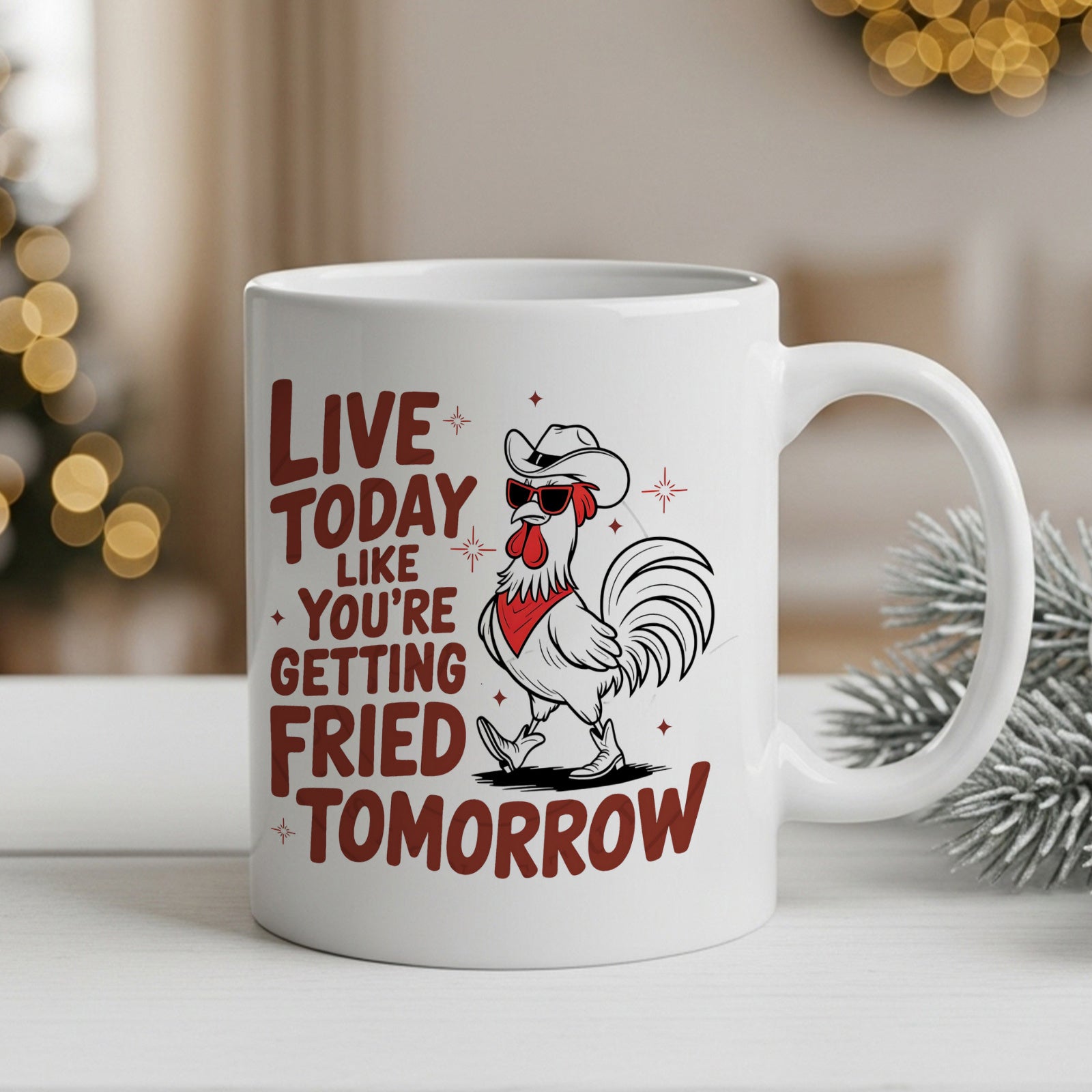 Tailorly White Ceramic 11 oz Mug - red text with motivational quote
