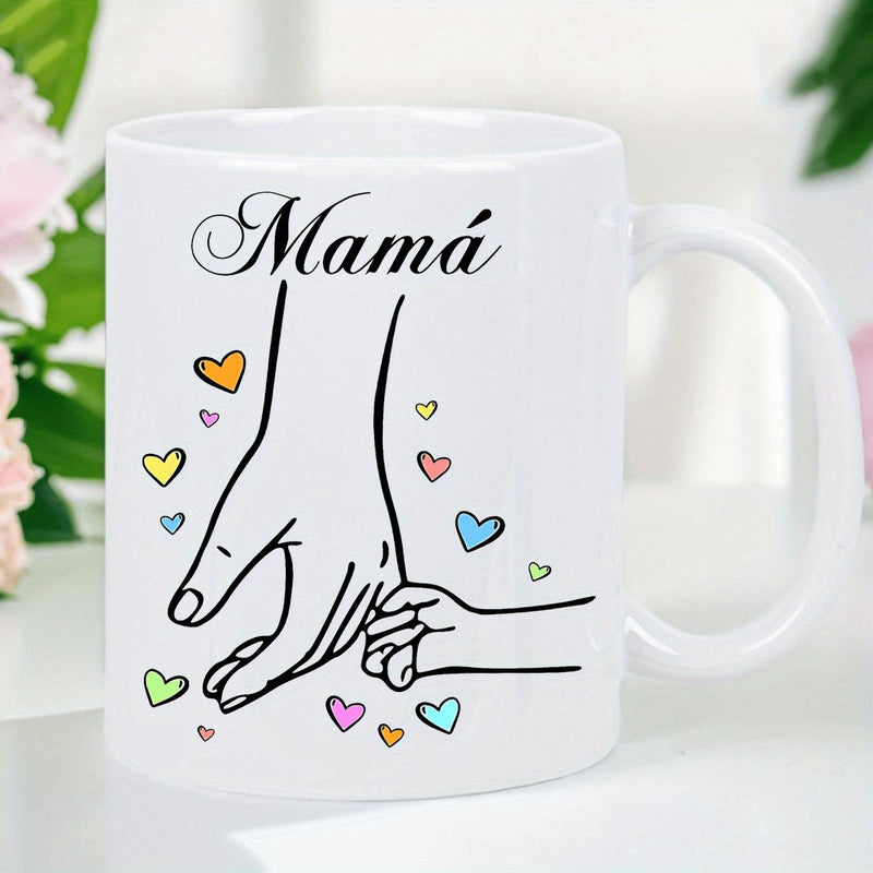 Tailorly White Ceramic 11 oz Mug - colorful hearts