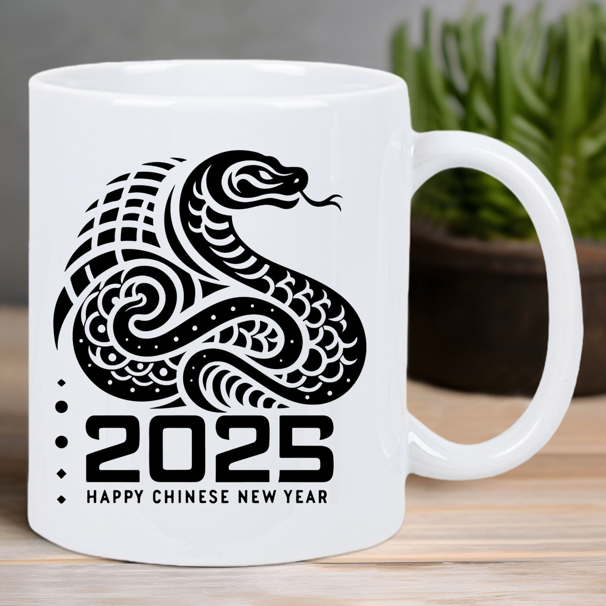 Tailorly White Ceramic 11 oz Mug - happy chinese new year