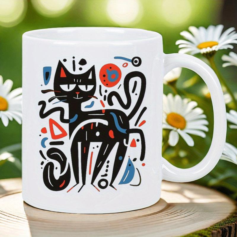 Tailorly White Ceramic 11 oz Mug - a cat