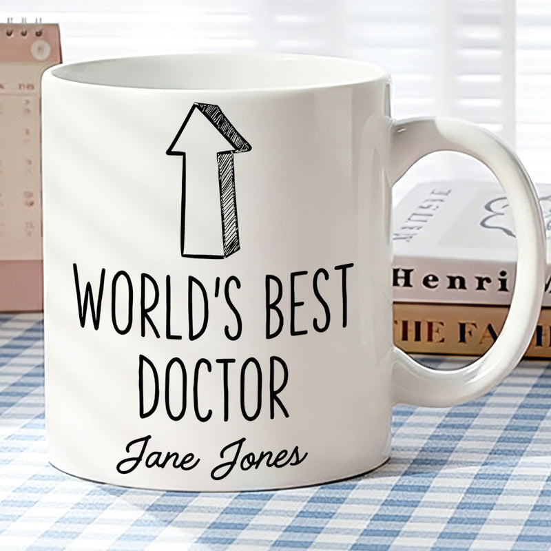 Tailorly White Ceramic 11 oz Mug - coffee mug hand drawn style personalized name