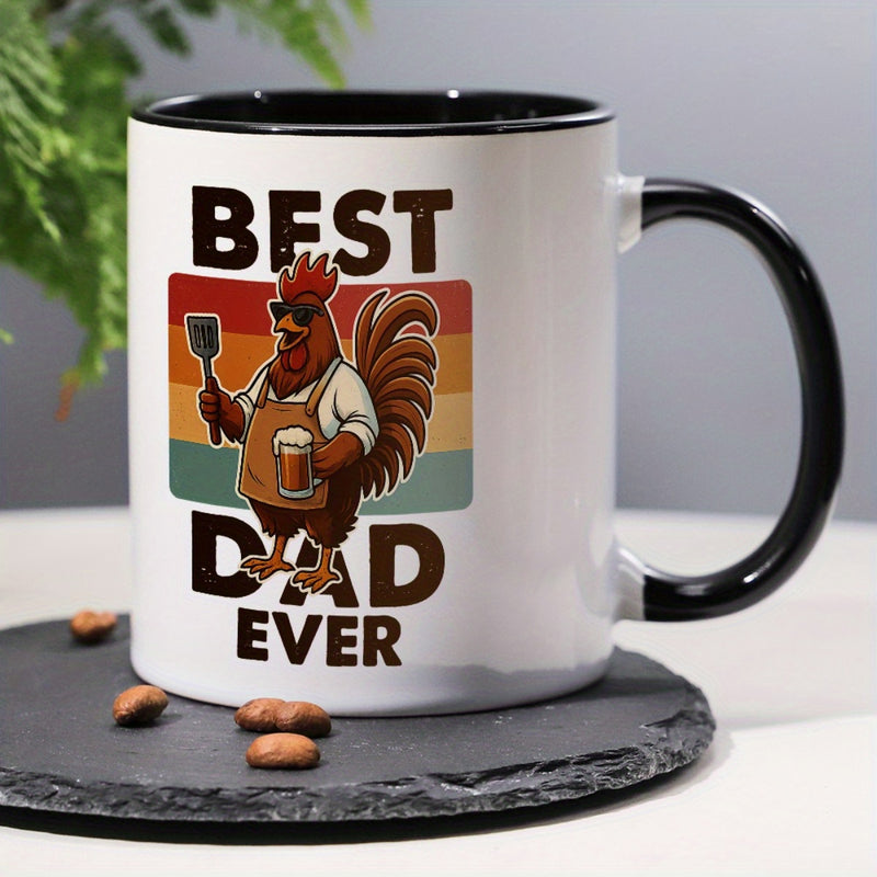 Tailorly Black Accent 11 oz Mug - best dad ever with beer and grill spatula