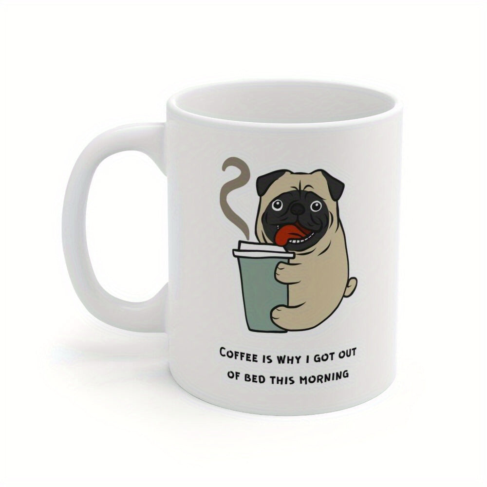 Tailorly White Ceramic 11 oz Mug - cute pug