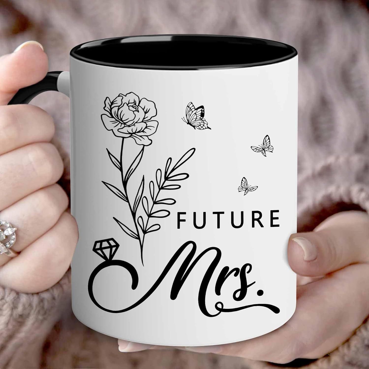 Tailorly Black Accent 11 oz Mug - christmas gift for wife gifts bridal shower gift valentine mothers day wedding engagement gifts for wifey mrs