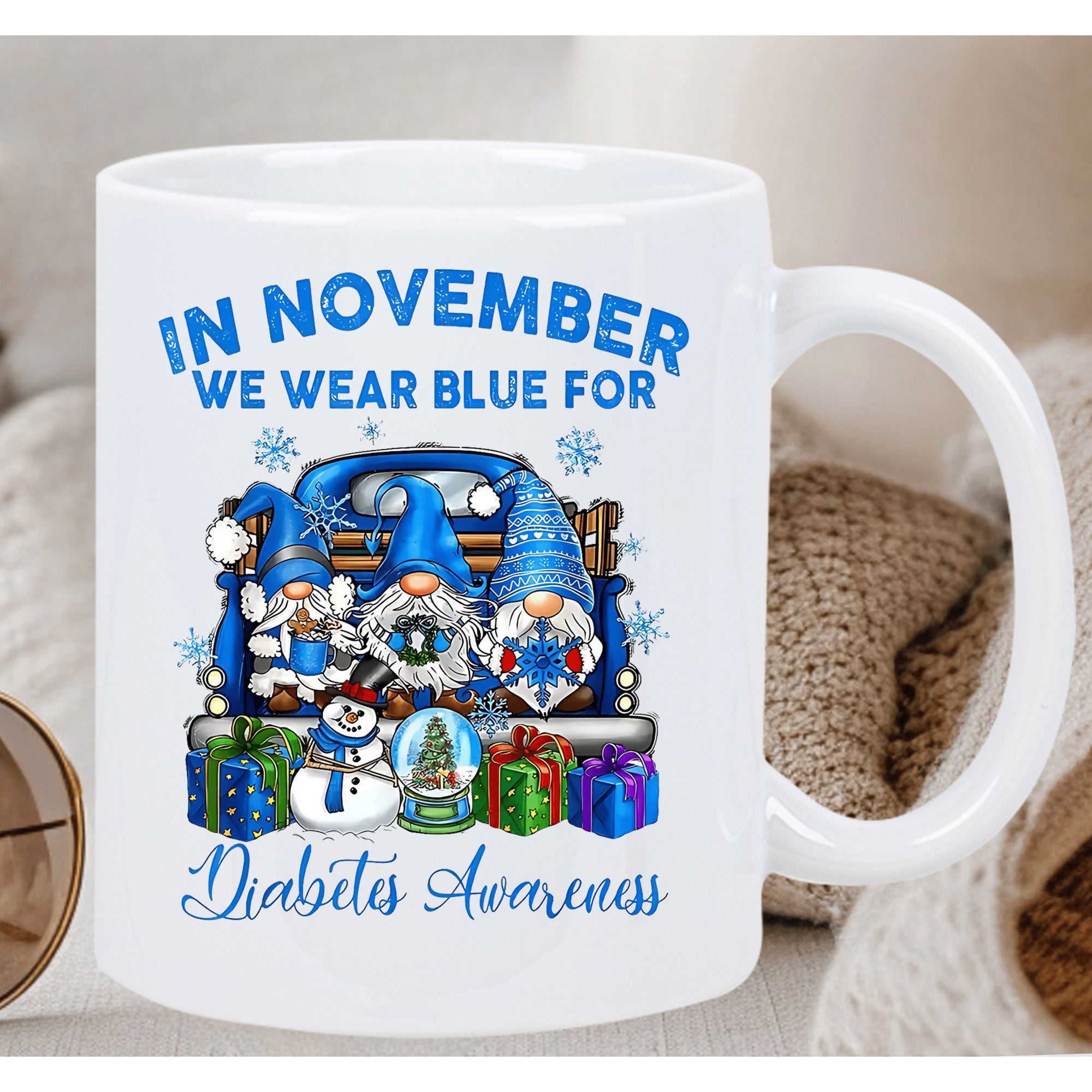 Tailorly White Ceramic 11 oz Mug - awareness month text
