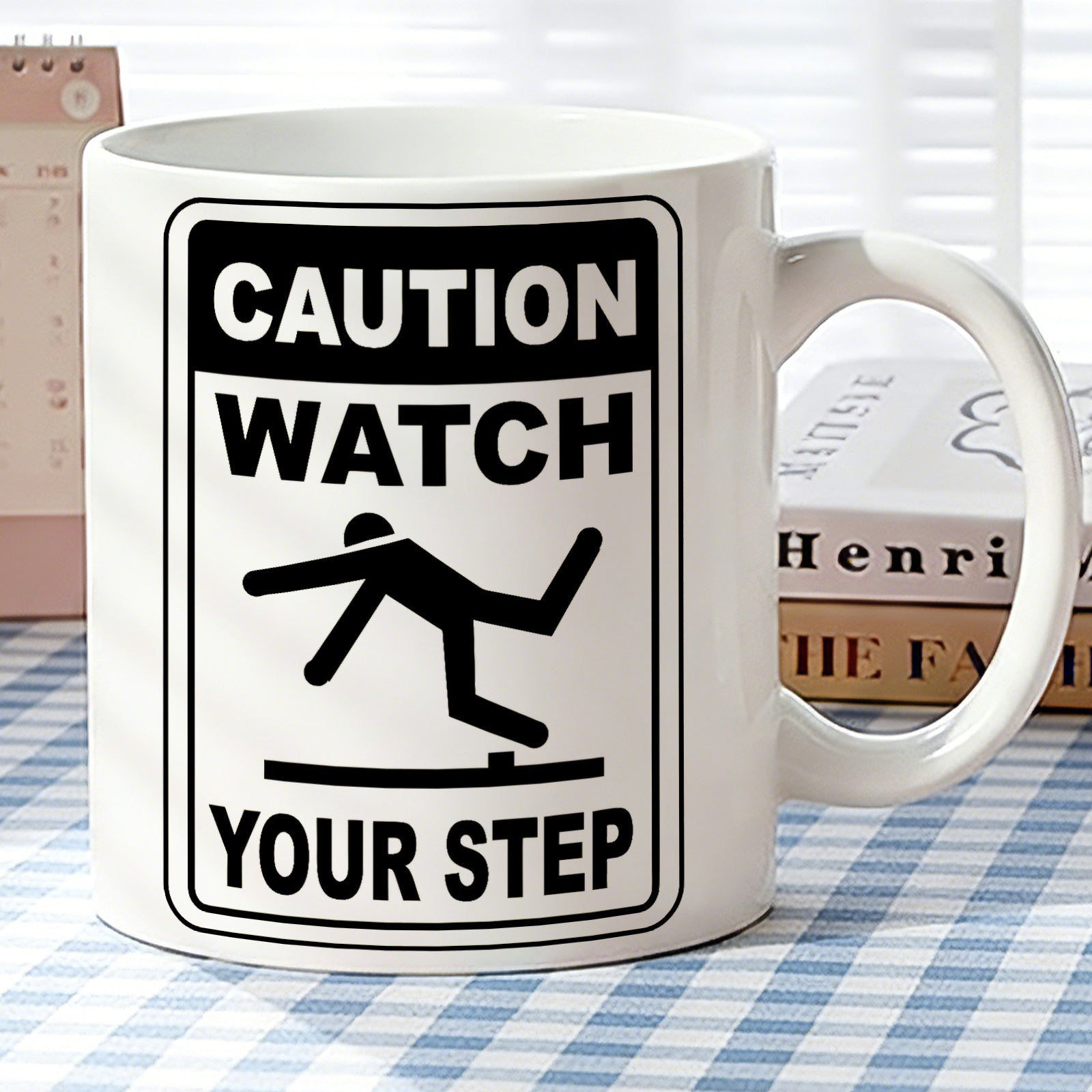 Tailorly White Ceramic 11 oz Mug - funny caution warning text