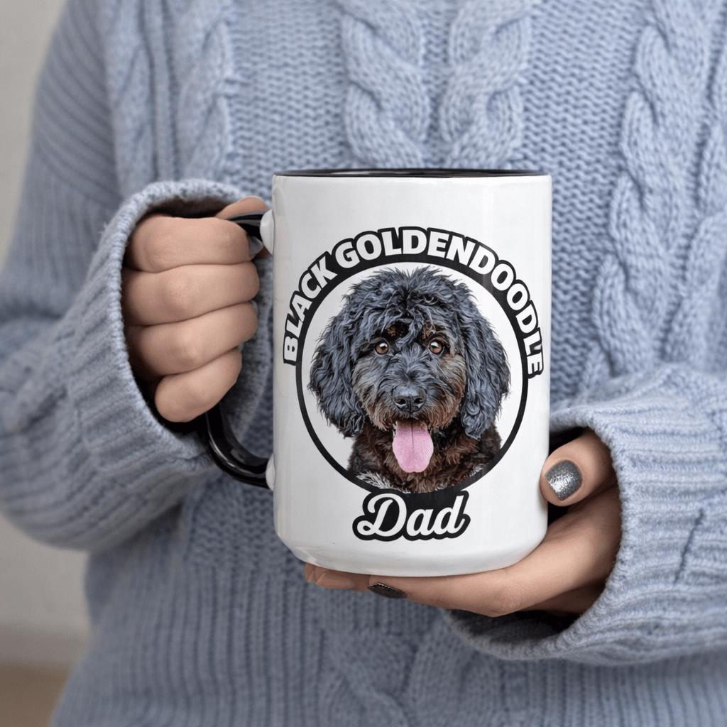 Tailorly Black Accent 11 oz Mug - vintage retro design with black goldendoodle dog
