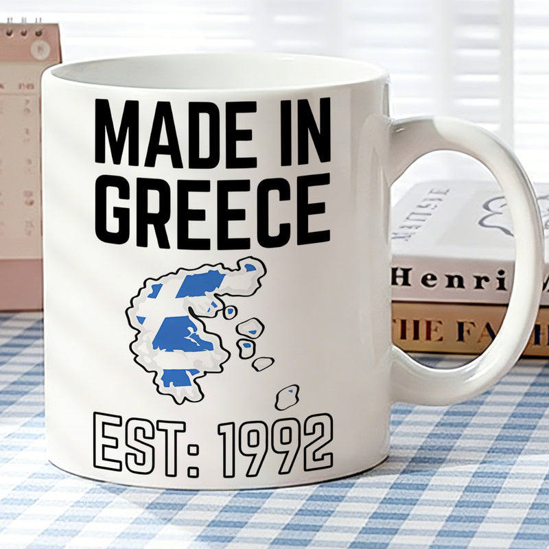 Tailorly White Ceramic 11 oz Mug - greek design pattern