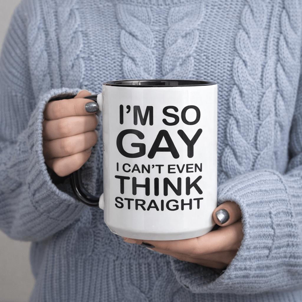 Tailorly Black Accent 11 oz Mug - humorous design that celebrates pride