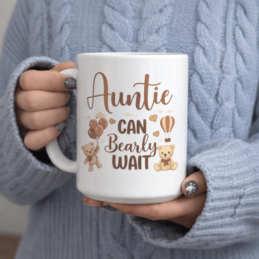 Tailorly White Ceramic 11 oz Mug - auntie can wait