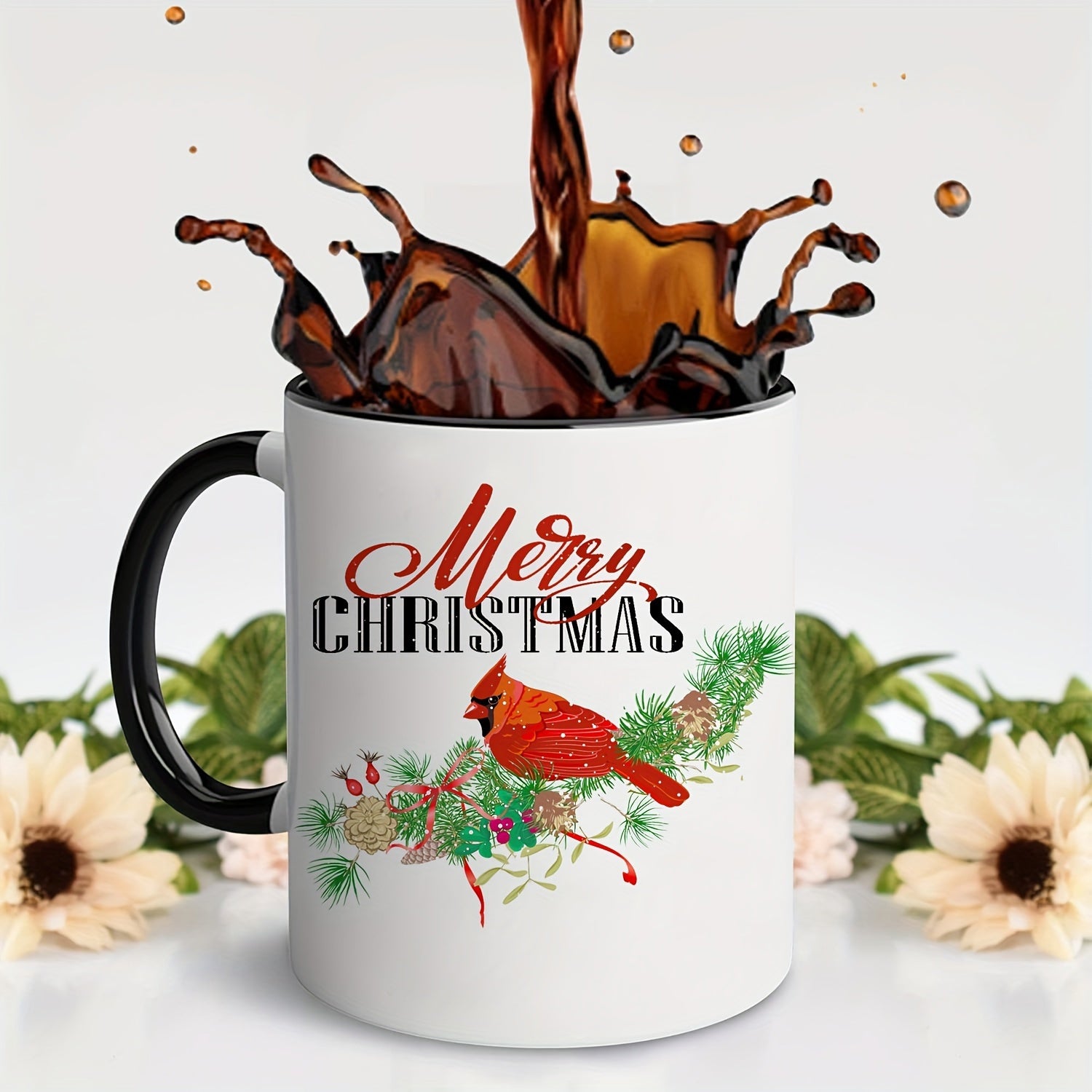 Tailorly Black Accent 11 oz Mug - merry christmas text