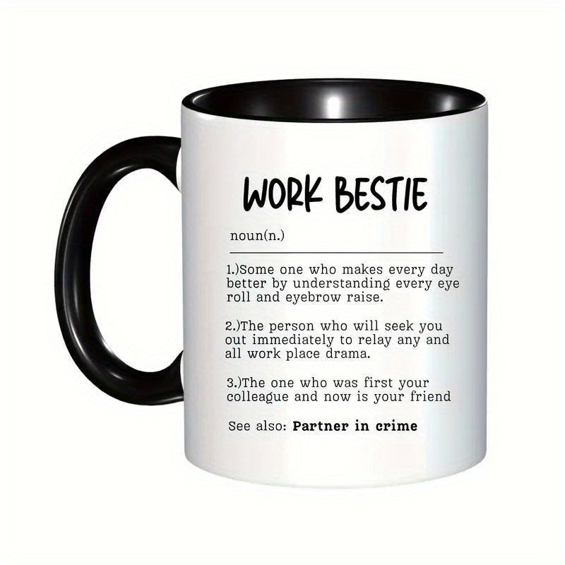 Tailorly Black Accent 11 oz Mug - 1pc ceramic coffee mug humorous office friend gift durable drinkware for colleagues novelty cup for birthday holiday