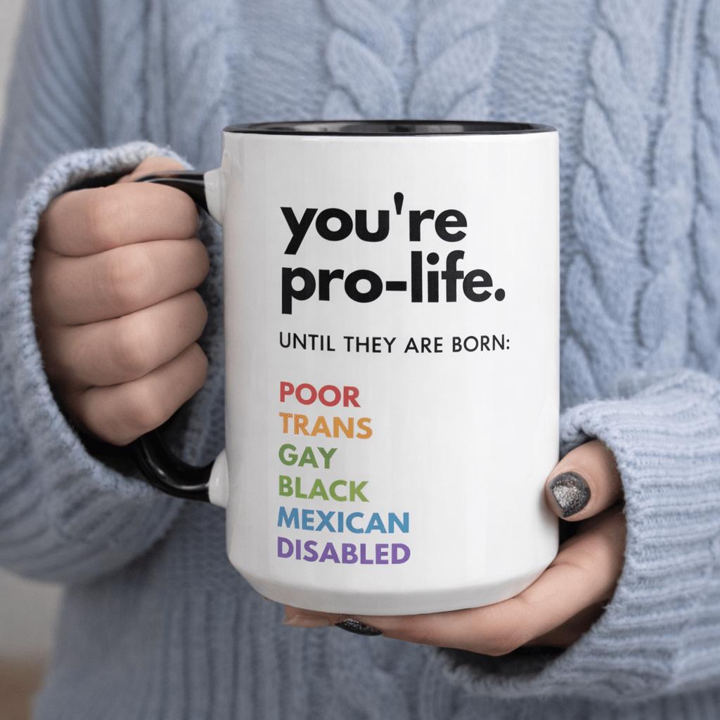 Tailorly Black Accent 11 oz Mug - "youre are trans black mexican disabled" text-based design