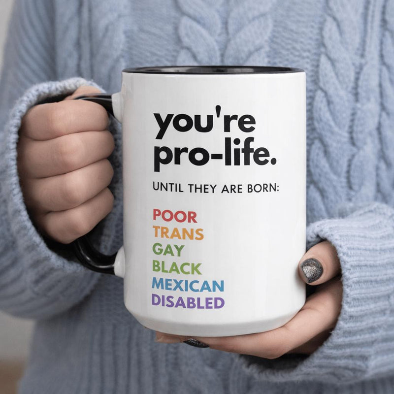 Tailorly Black Accent 11 oz Mug - "youre are trans black mexican disabled" text-based design