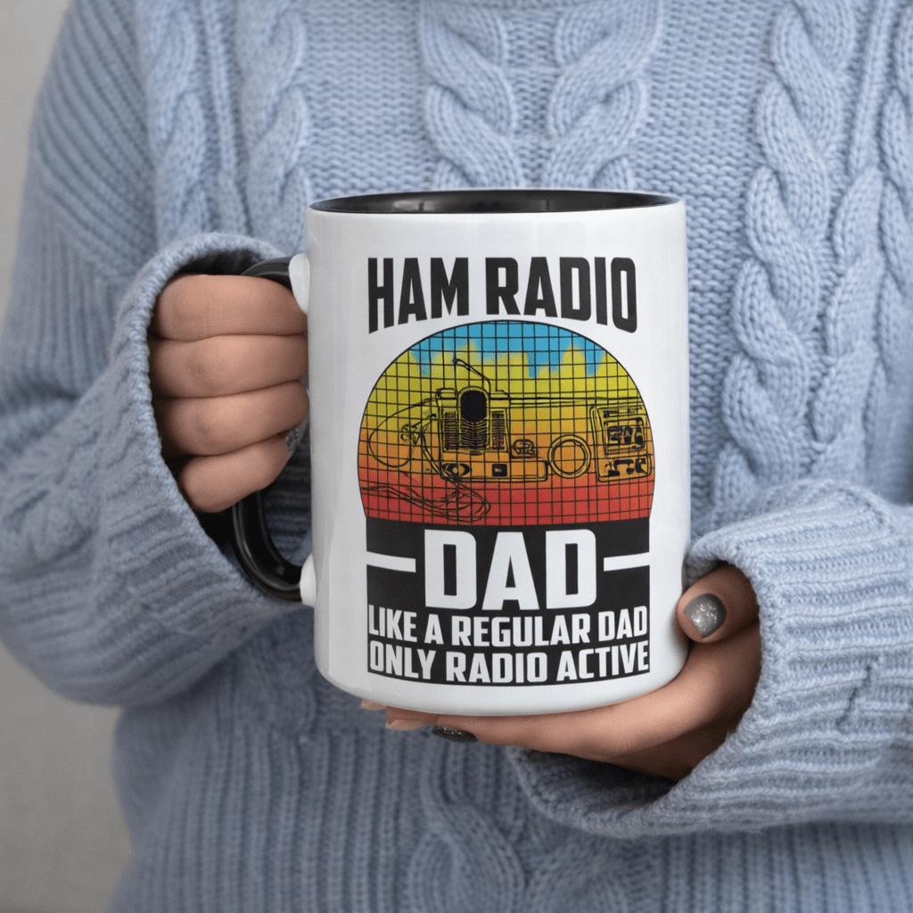 Tailorly Black Accent 11 oz Mug - ham radio dad like a regular dad only text print
