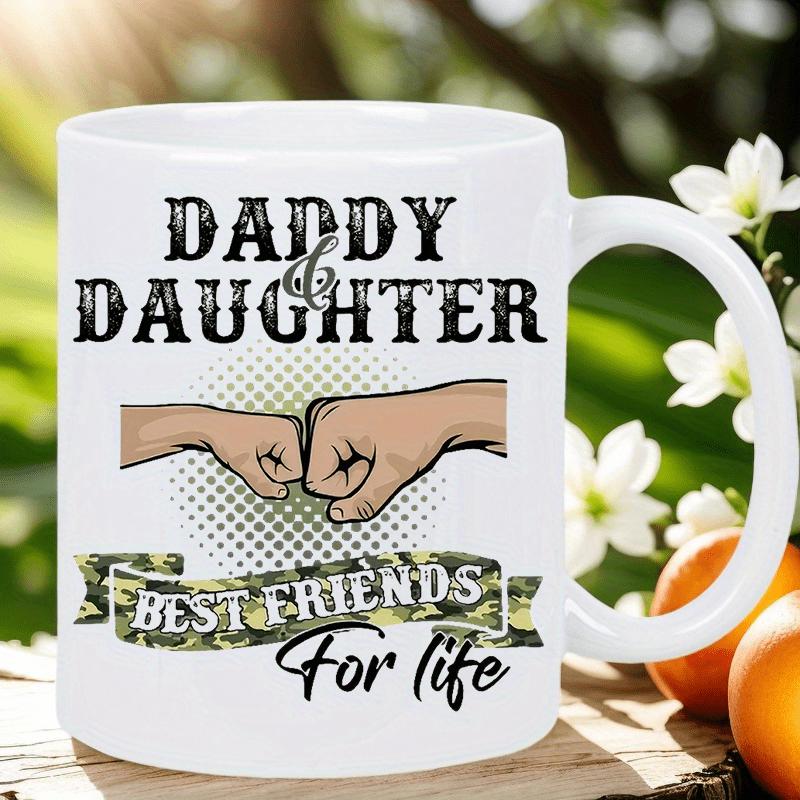 Tailorly White Ceramic 11 oz Mug - 1pc 11oz daddy daughter ceramic mug insulated reusable hand wash hot cold beverages ideal for birthdays holidays new