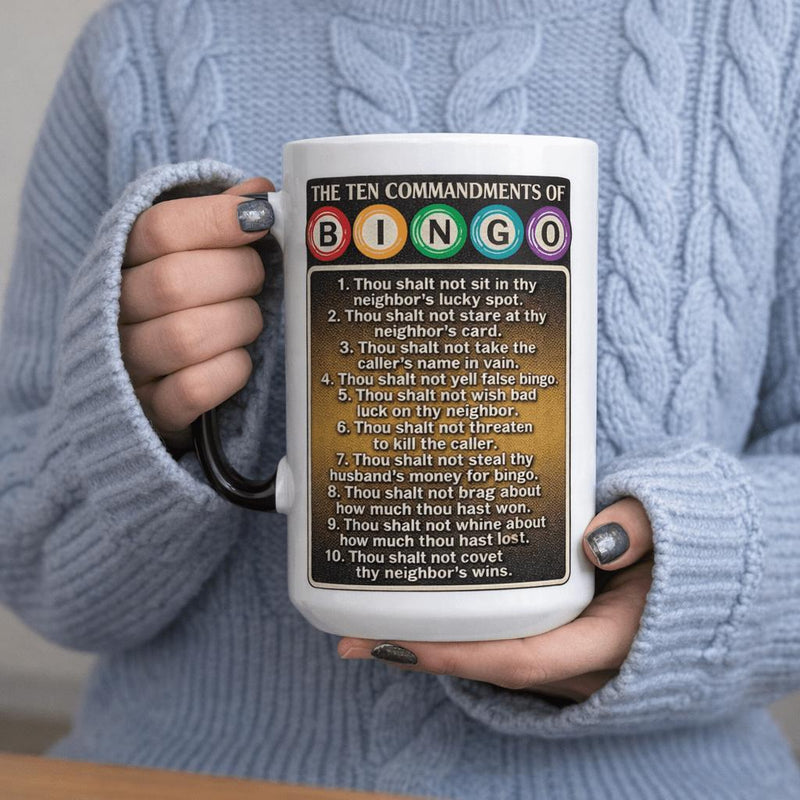 Tailorly Black Accent 11 oz Mug - bingo number calls b1 b10