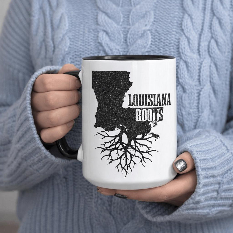 Tailorly Black Accent 11 oz Mug - roots state pride coffee cup text and logo
