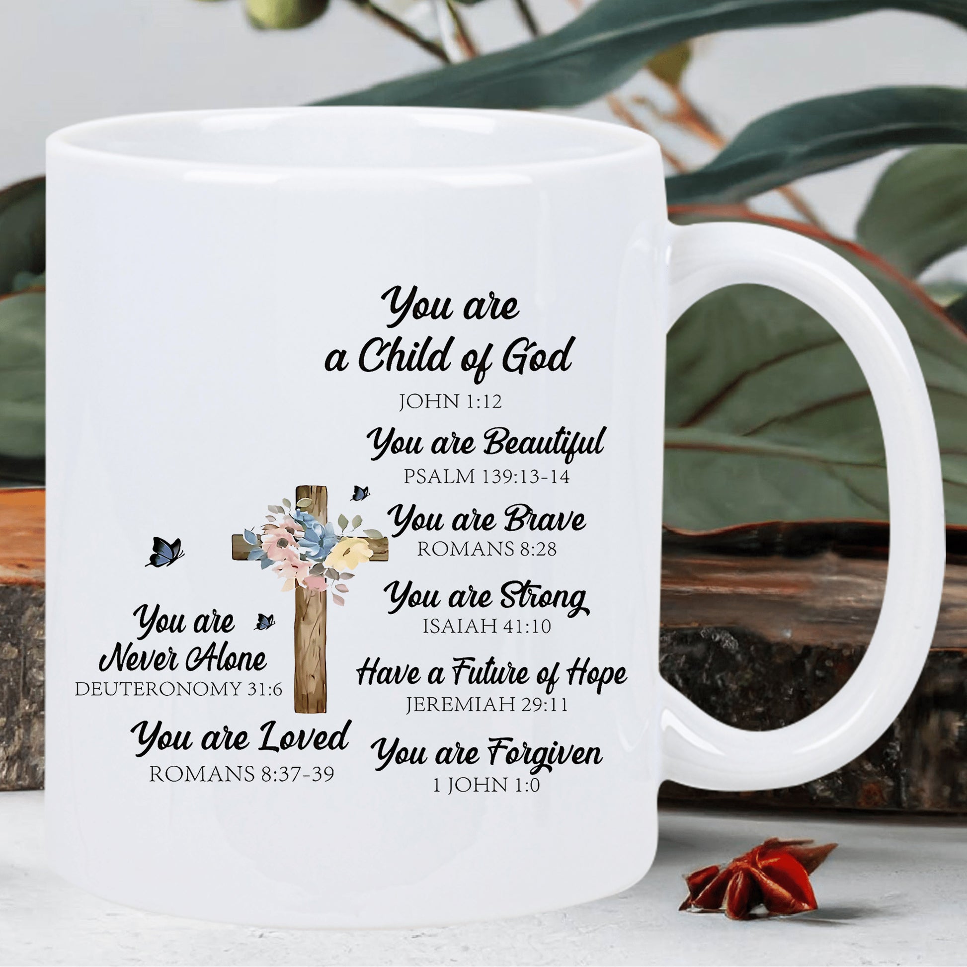 Tailorly White Ceramic 11 oz Mug - motivational scripture quotes christian faith