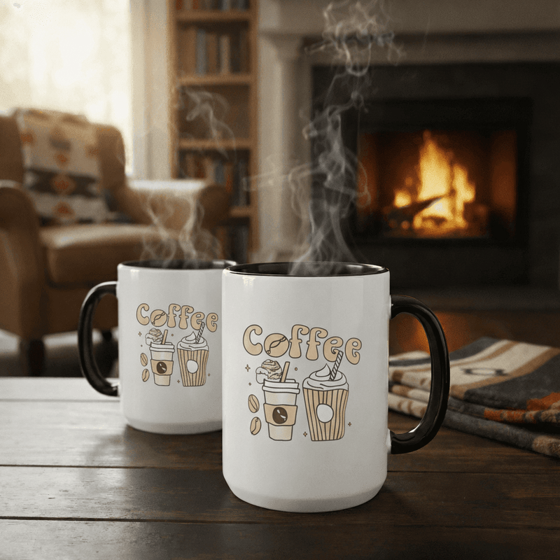 Tailorly Black Accent 11 oz Mug - warm coffee atmosphere text